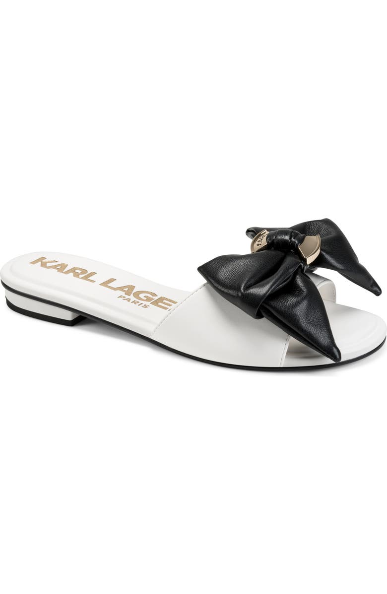 KARL LAGERFELD PARIS Ciaran Flat Slide Sandal, Main, color, Bright White/ Black