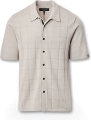 rag & bone Dalton Wool Blend Short Sleeve Knit Button-Up Shirt