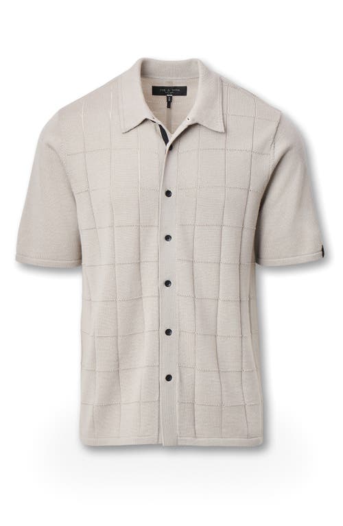Rag & Bone Dalton Wool Blend Short Sleeve Knit Button-up Shirt In Neutral