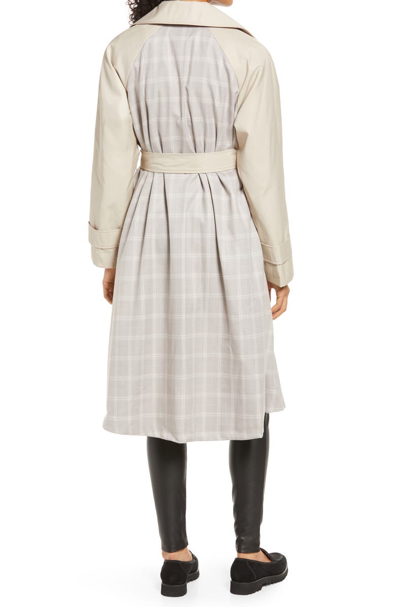 Nordstrom Plaid Detail Trench Coat, Alternate, color, 