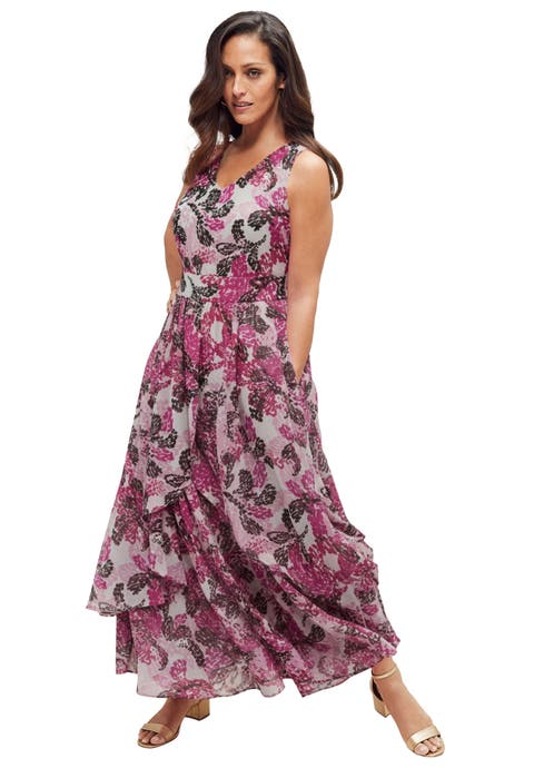 Georgette Flyaway Maxi Dress (Plus) (Petite Available)