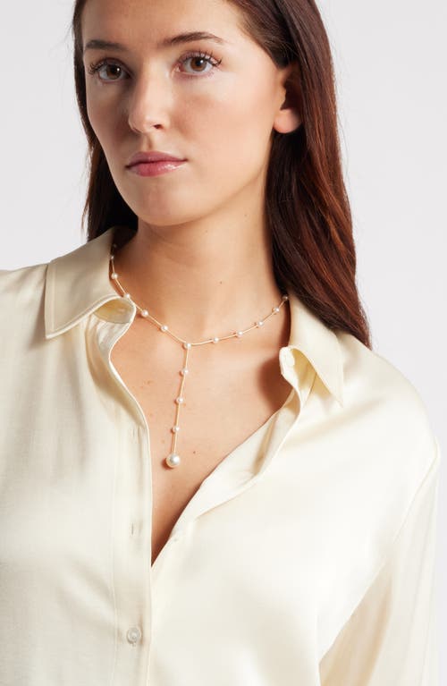 Nordstrom Graduated Faux Pearl Y-necklace In White- Gold