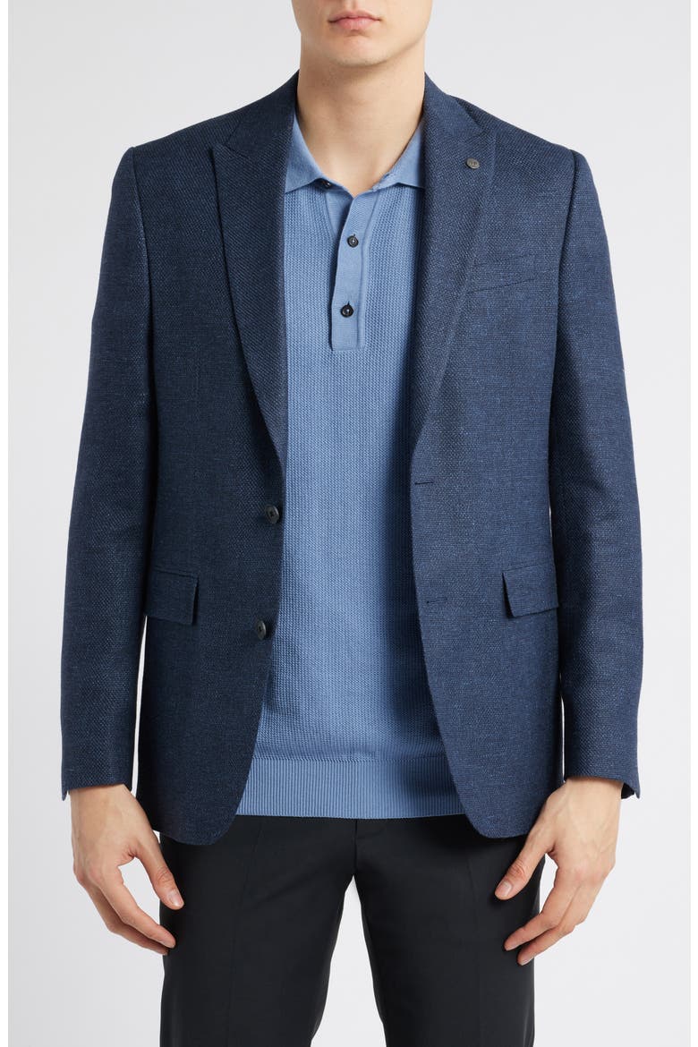Rawdon Slim Fit Stretch Wool & Linen Sport Coat, Main, color, NAVY