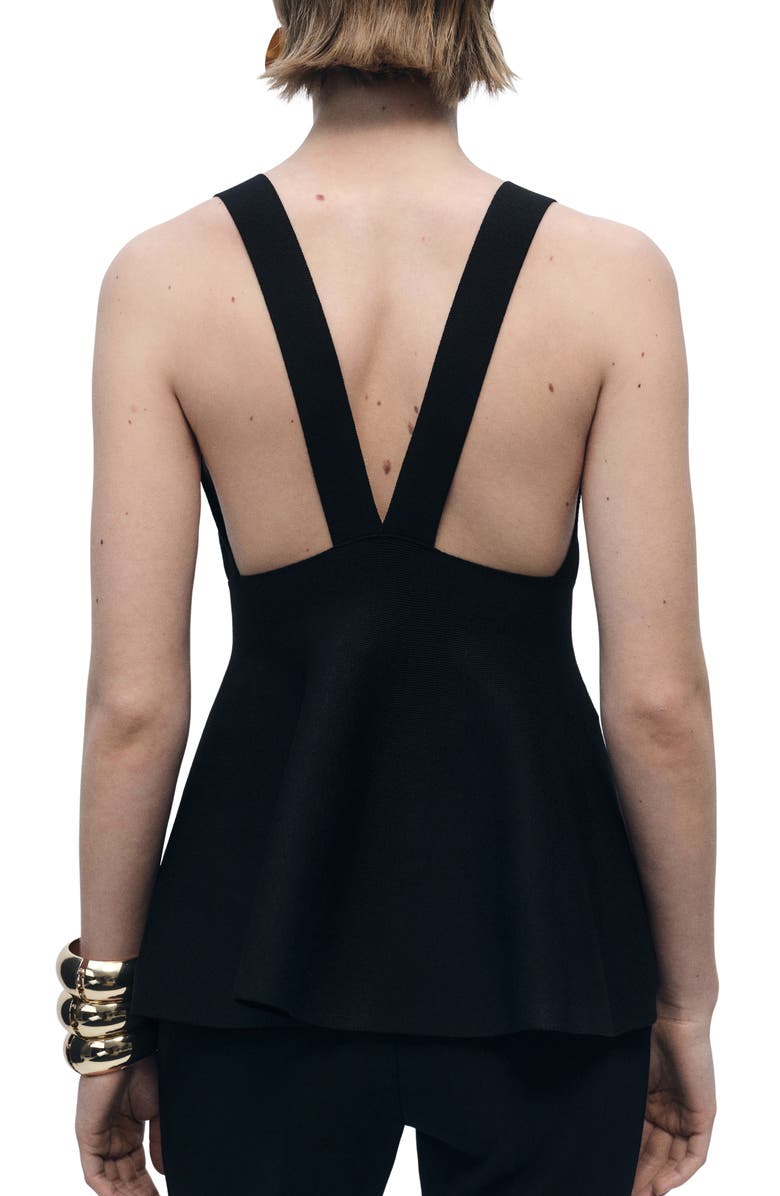 MANGO Cinnamon Sleeveless Peplum Top, Alternate, color, Black