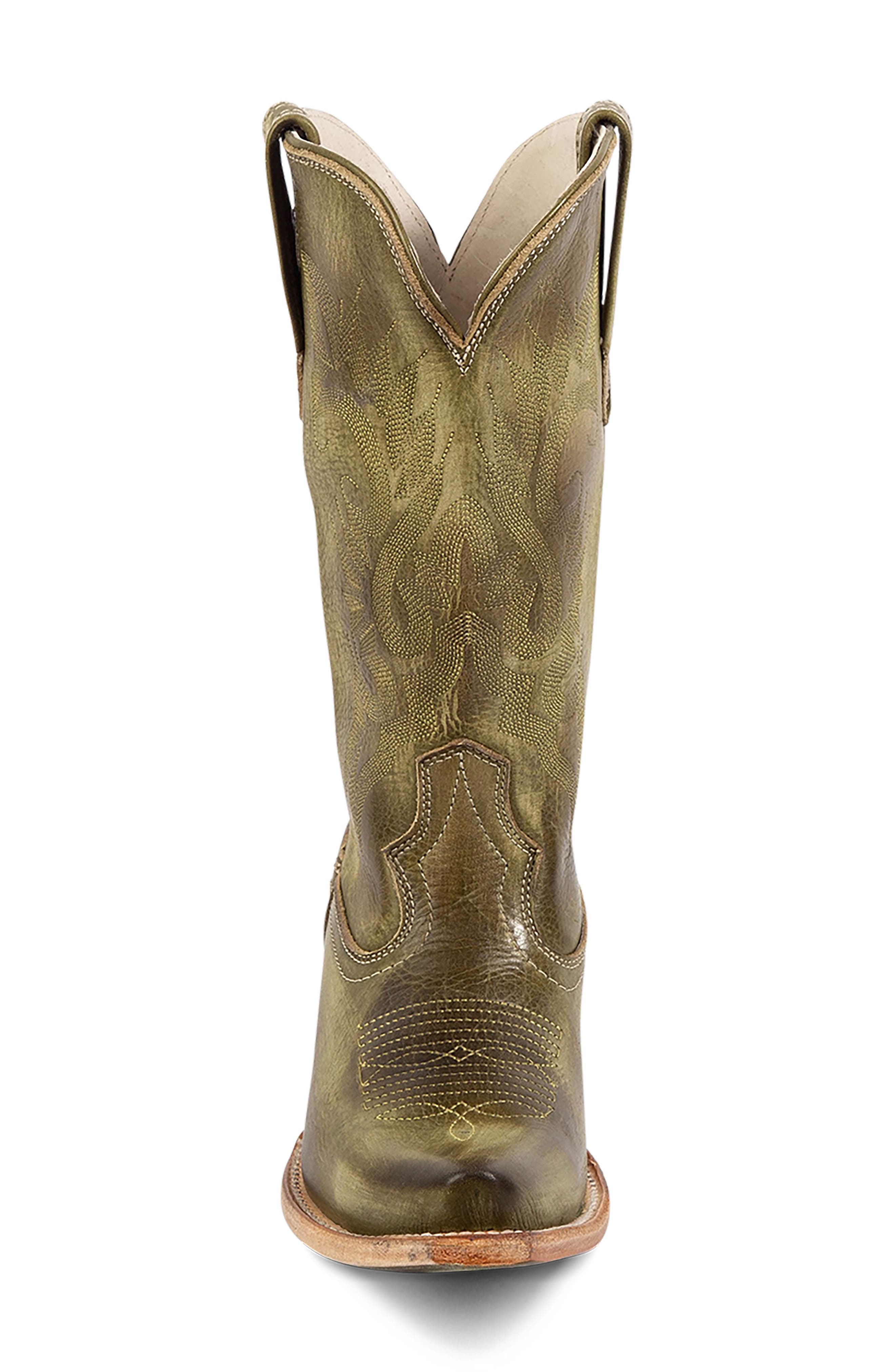 Woody Leather Western Boot, Alternate, color, OLIVE