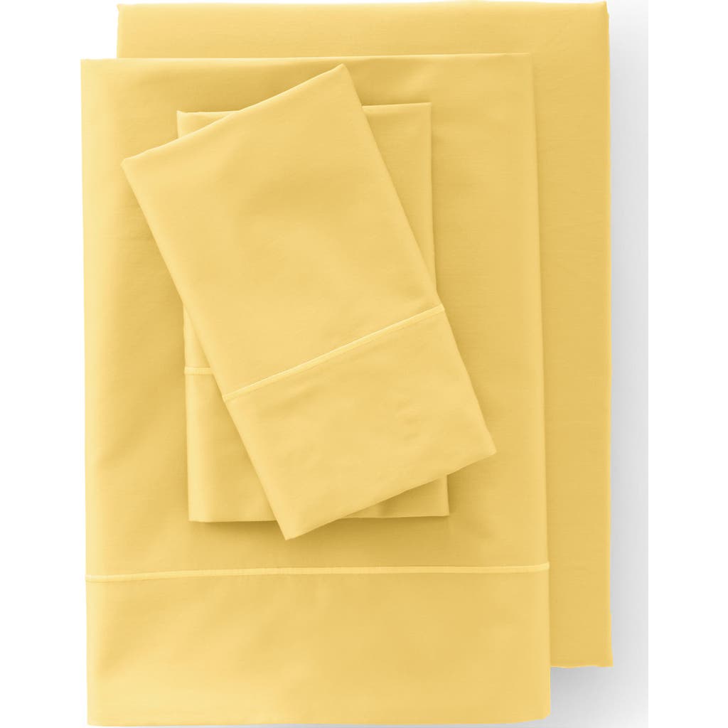Lands' End 400 Thread Count Premium Supima Cotton No Iron Sateen Flat Bed Sheet In Pale Sunbeam Yellow