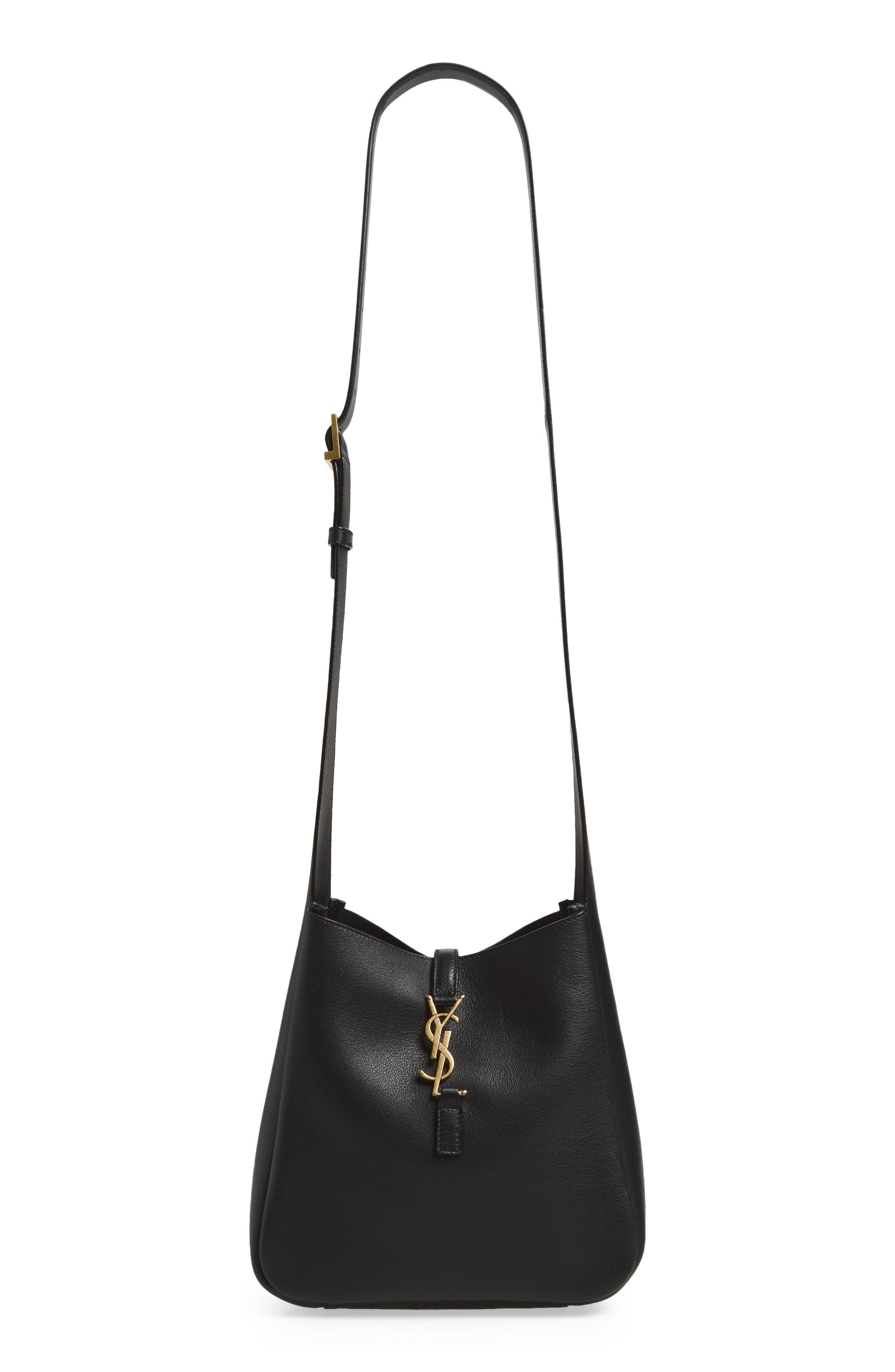 Le 5 à 7 Leather Crossbody Bag, Main, color, BLACK