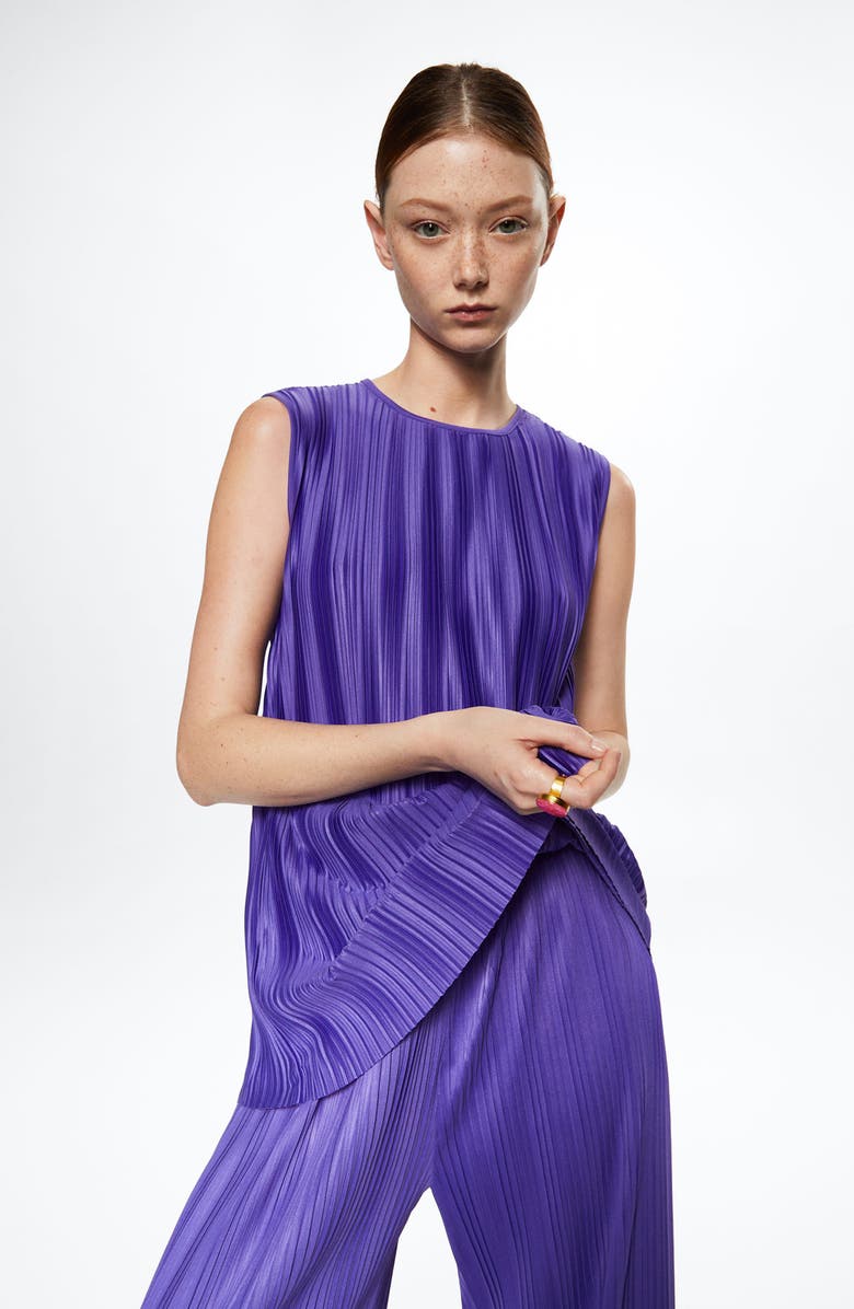 MANGO Pleated Palazzo Pants, Alternate, color,