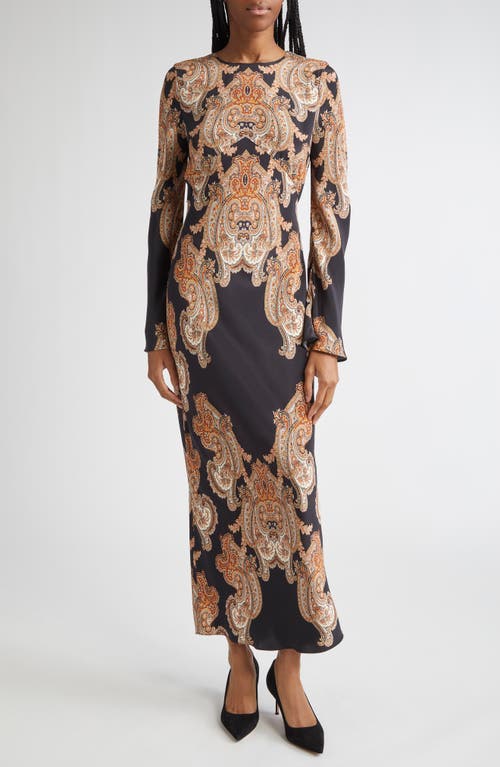 Veronica Beard Lupita Tapestry Print Long Sleeve Silk Blend Dress In Multi