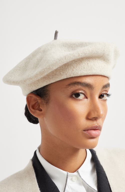 Brunello Cucinelli Wool Beret In Neutral