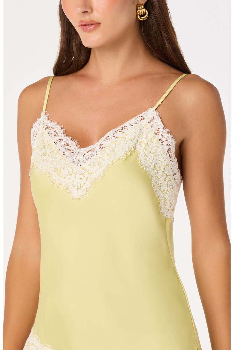 Analise Lace Trim Asymmetric Satin Camisole, Alternate, color, YELLOW