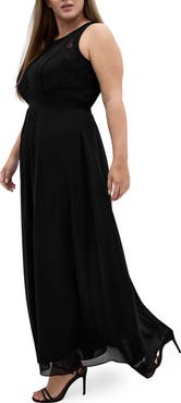 City Chic Lace Bodice Pleated Dress