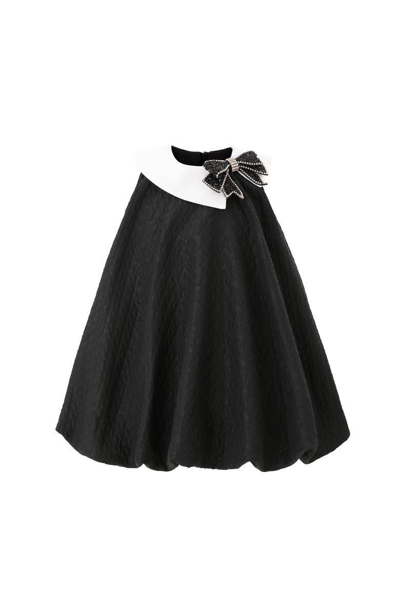 Tulleen Monochrome Charm Bow Dress, Main, color, Black