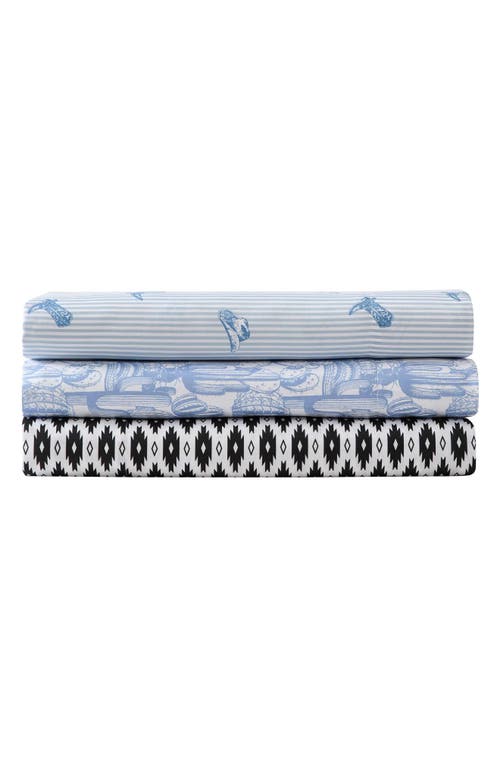 Wrangler Cactus Toile Print Microfiber Sheet Set In Blue