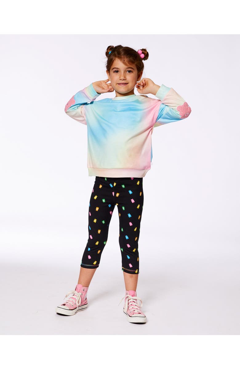 Deux par Deux Little Girl's Printed Capri Legging Black And Multicolored Gummies, Alternate, color,