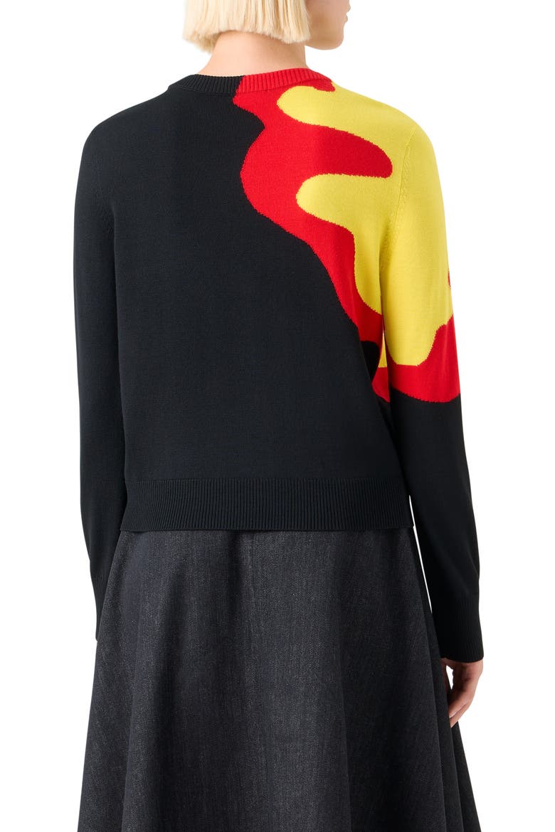 Abstract Floral Intarsia Virgin Wool Sweater, Alternate, color, BLACK-MULTICOLOR