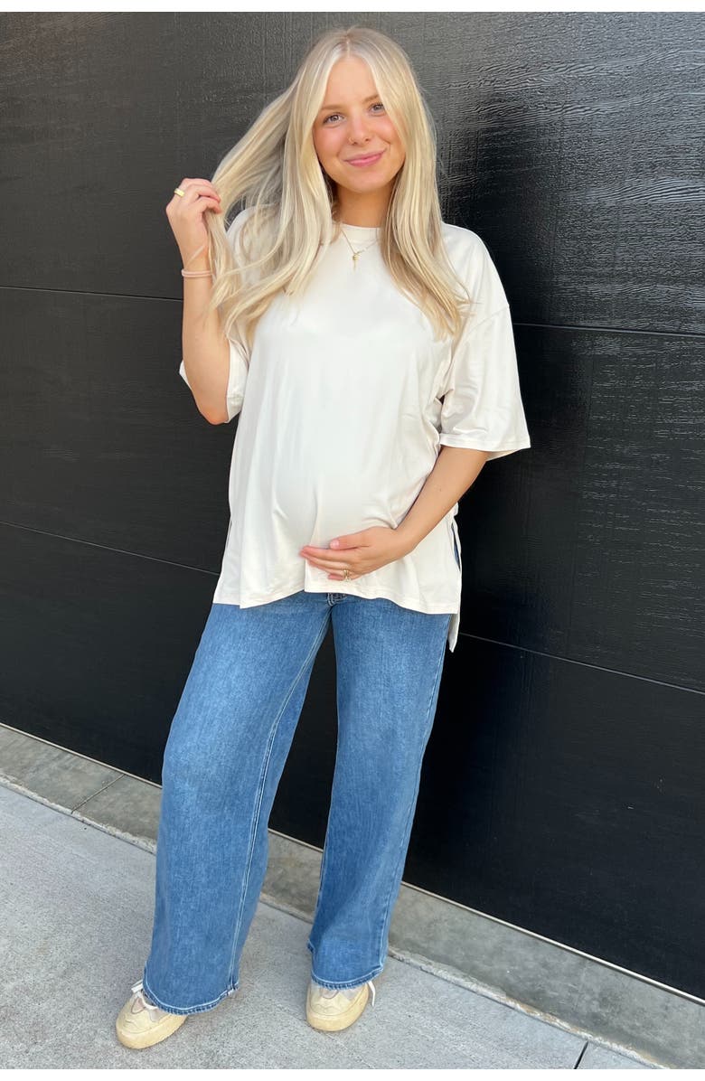 PinkBlush Wide Leg Maternity Jeans, Alternate, color, Blue