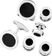 Jan Leslie Round Gemstone Inlay Sterling Cufflinks & Studs