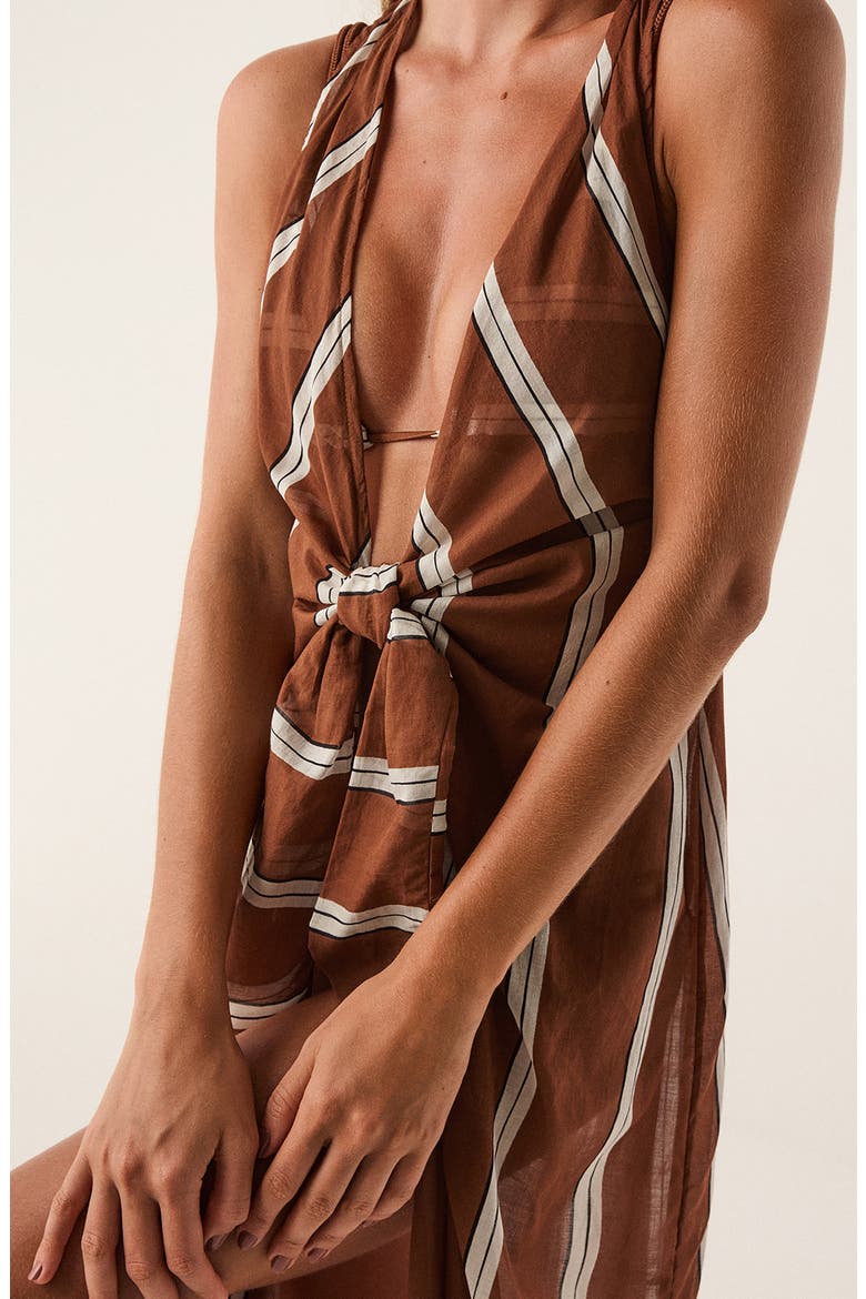 Mita Long Cover-Up Dress, Alternate, color, BROWN MULTI