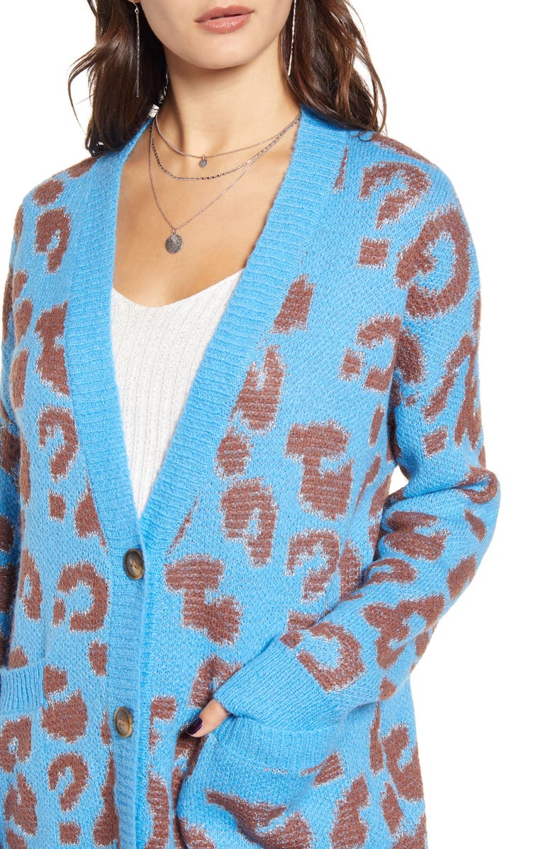 J.O.A. Leopard Pattern Cardigan, Alternate, color, 