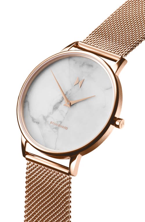 Mvmt Boulevard Mesh Strap Watch, 38mm In Rose Gold/white/rose Gold
