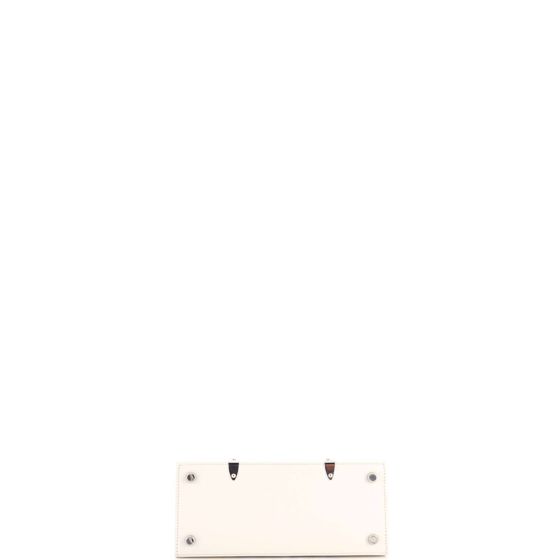 Structured Saigon Top Handle Bag Coated Canvas with Leather Mini, Alternate, color, White