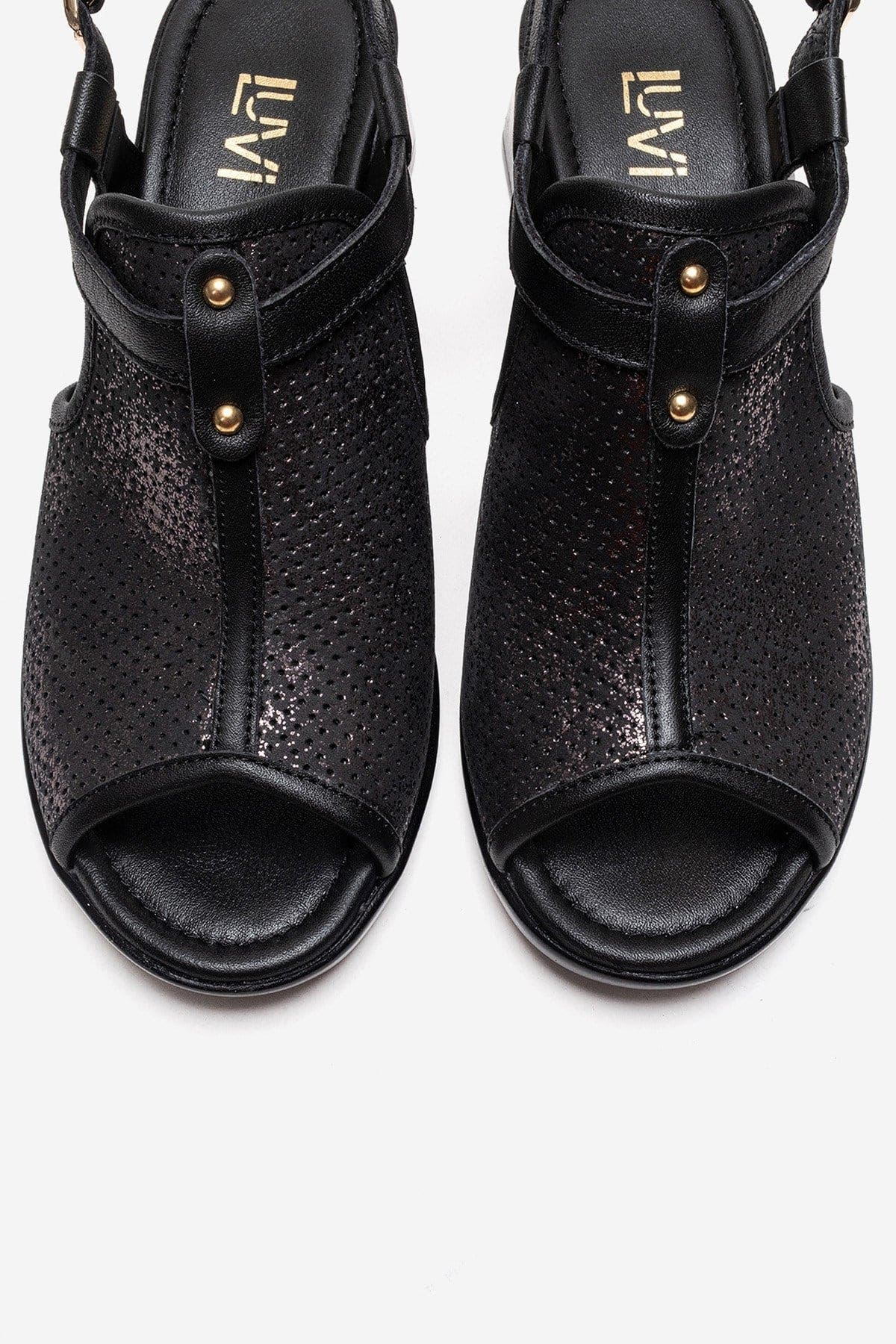 Janelle Leather Block Heel Sandal, Alternate, color, Black