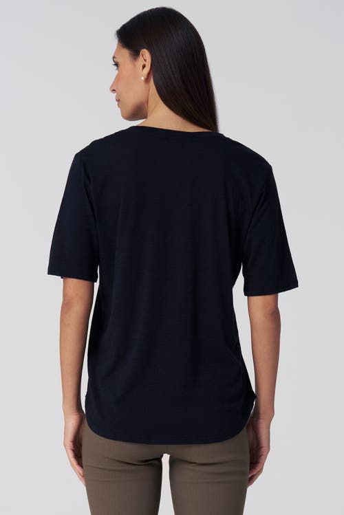 Franne Golde Slub Jersey V-neck Elbow Sleeve Tee