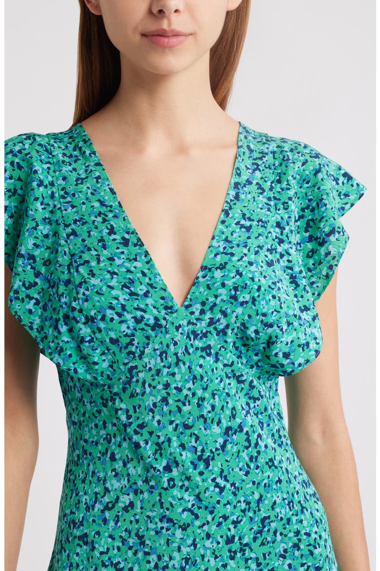 Dina Flutter Sleeve Midi Dress, Alternate, color, GREEN SPECKLED
