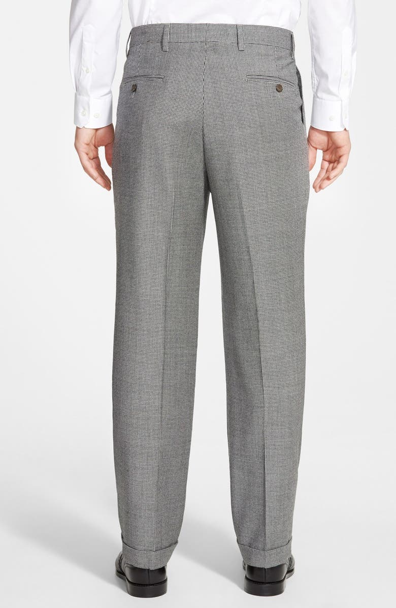 Berle Pleated Houndstooth Wool Trousers, Alternate, color, 