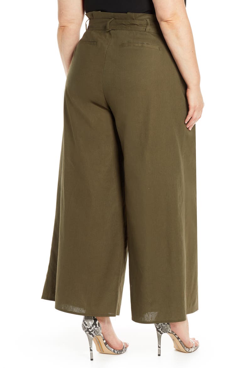 Tie Waist Palazzo Pants, Alternate, color, OLIVE
