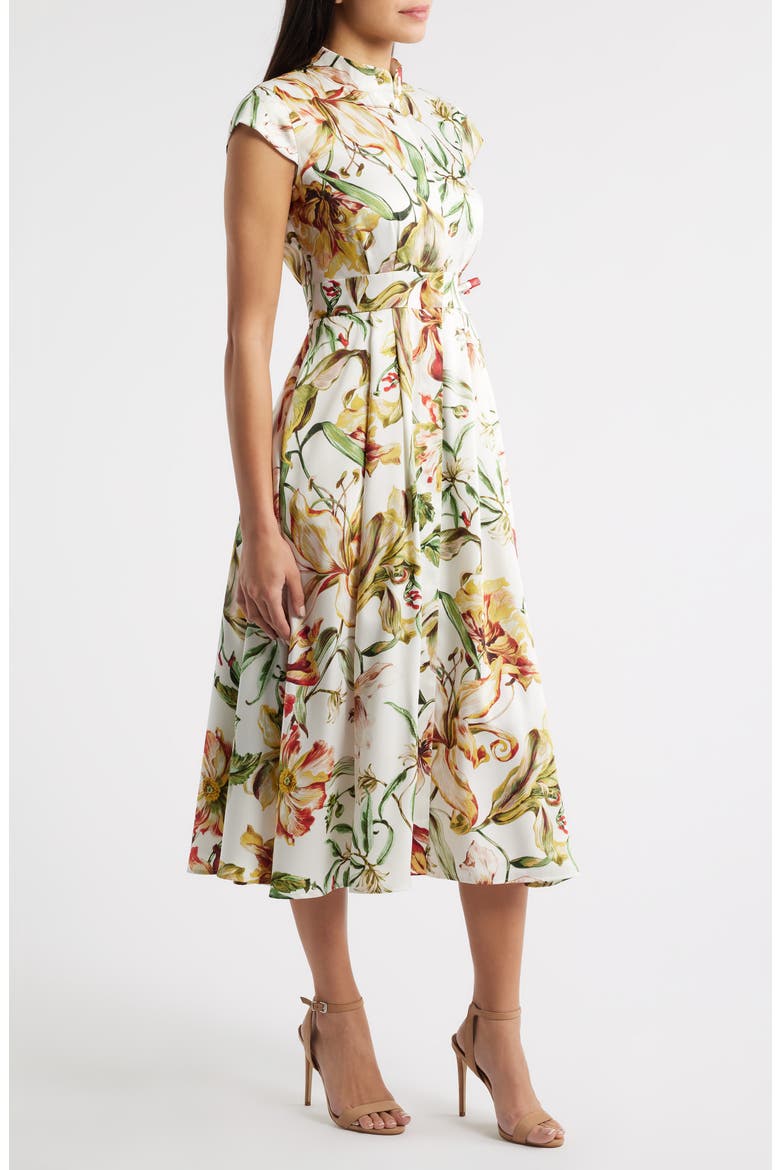 Floral Cap Sleeve Shirtdress, Alternate, color, IVORY MULTI