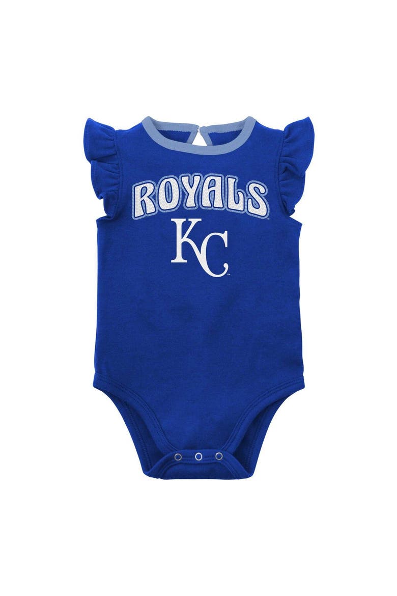 Girls Newborn & Infant Royal/Heather Gray Kansas City Royals Little Fan Two-Pack Bodysuit Set, Alternate, color, Royal