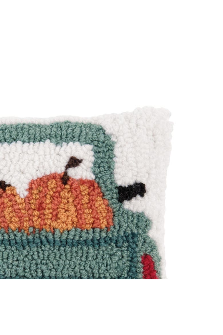 Pumpkin Pickup Truck Hooked Fall Mini Accent Pillow 8" x 8", Alternate, color, Blue