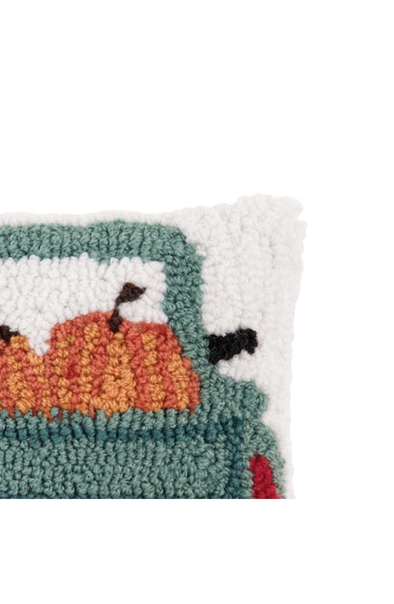 C&F Home Pumpkin Pickup Truck Hooked Fall Mini Accent Pillow 8" x 8", Alternate, color, Blue