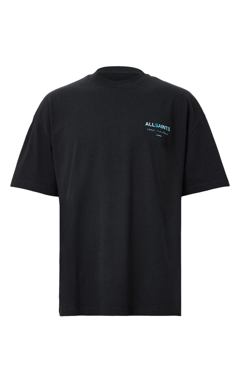 AllSaints Underground Oversize Graphic T-Shirt, Alternate, color, Jet Black/ Blue