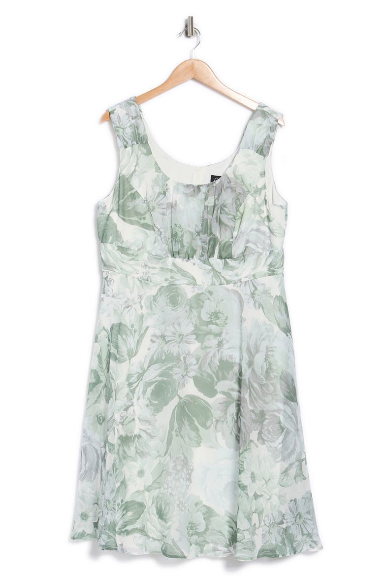 Ruched Chiffon Midi Dress, Alternate, color, WHITE/ SAGE