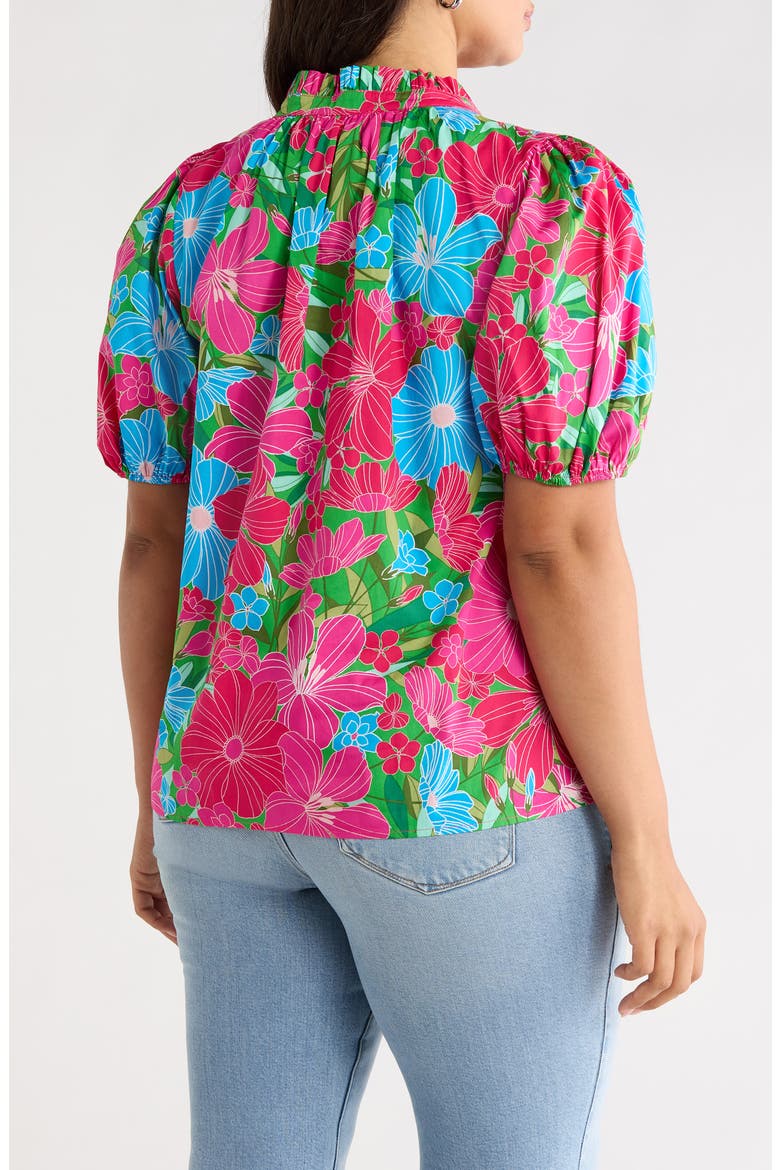 Close to You Floral Split Neck Top, Alternate, color, PINK-BLUE-GREEN