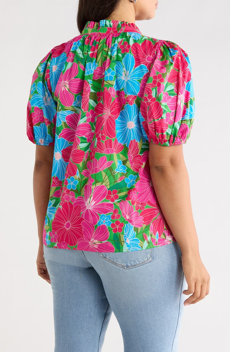SUGARLIPS Close to You Floral Split Neck Top, Alternate, color, Pink-Blue-Green