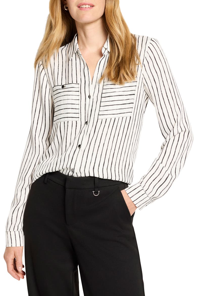 Painted Stripe Button-Up Shirt, Main, color, WHITE MULTI