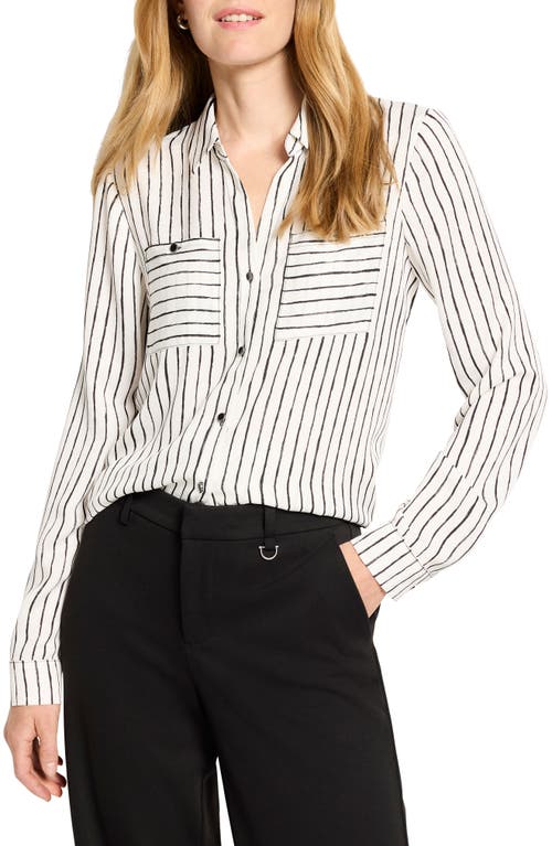 Nic + Zoe Nic+zoe Painted Stripe Button-up Shirt In Brown