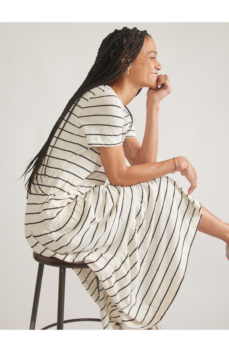 Marine Layer Stripe Tiered T-Shirt Dress, Alternate, color, White