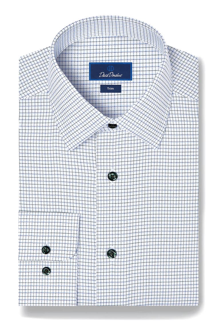 Trim Fit Check Dress Shirt, Main, color, BLUE/ GREEN