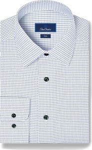 David Donahue Trim Fit Check Dress Shirt
