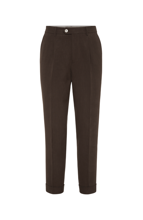 【関税＆送料込み】Brunello Cucinelli Brown Pants With Elas Brunello Cucinelli - Chocolate Brown Classic Pull On Pant
