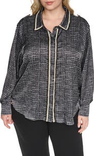 KARL LAGERFELD PARIS Tweed Print Button-Up Shirt