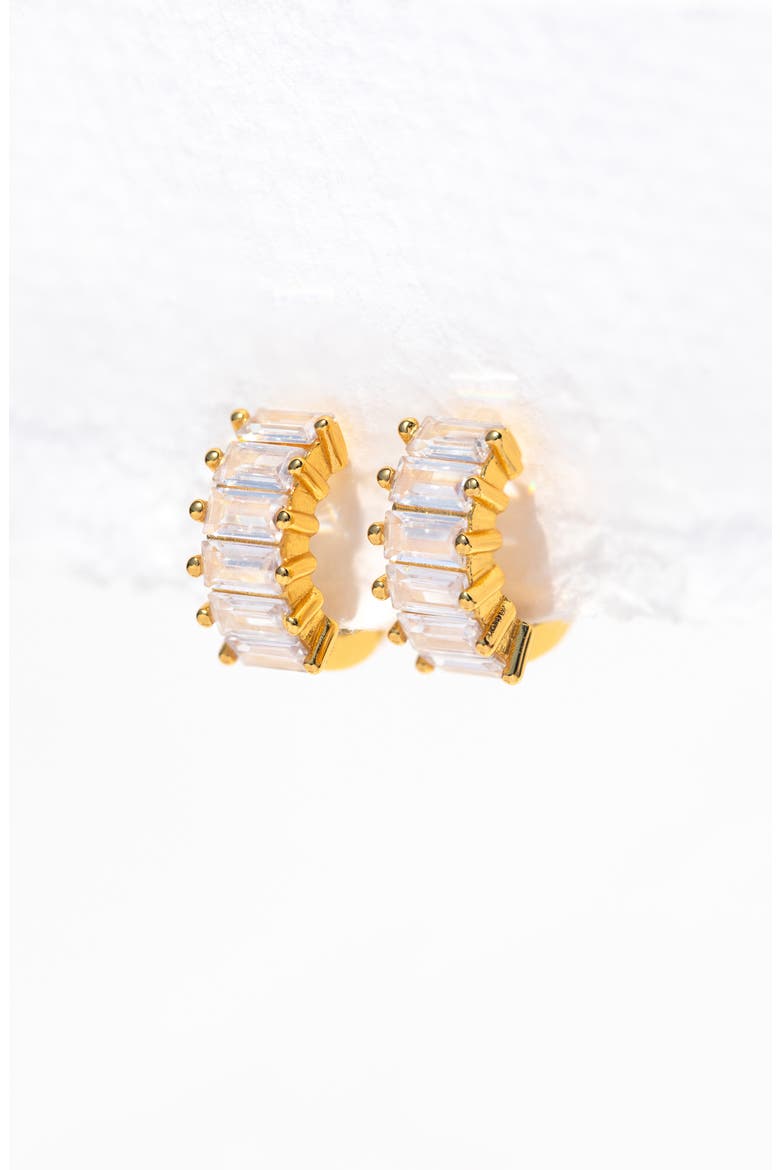 Bling Baguette Huggie Hoop Earrings, Alternate, color, GOLD