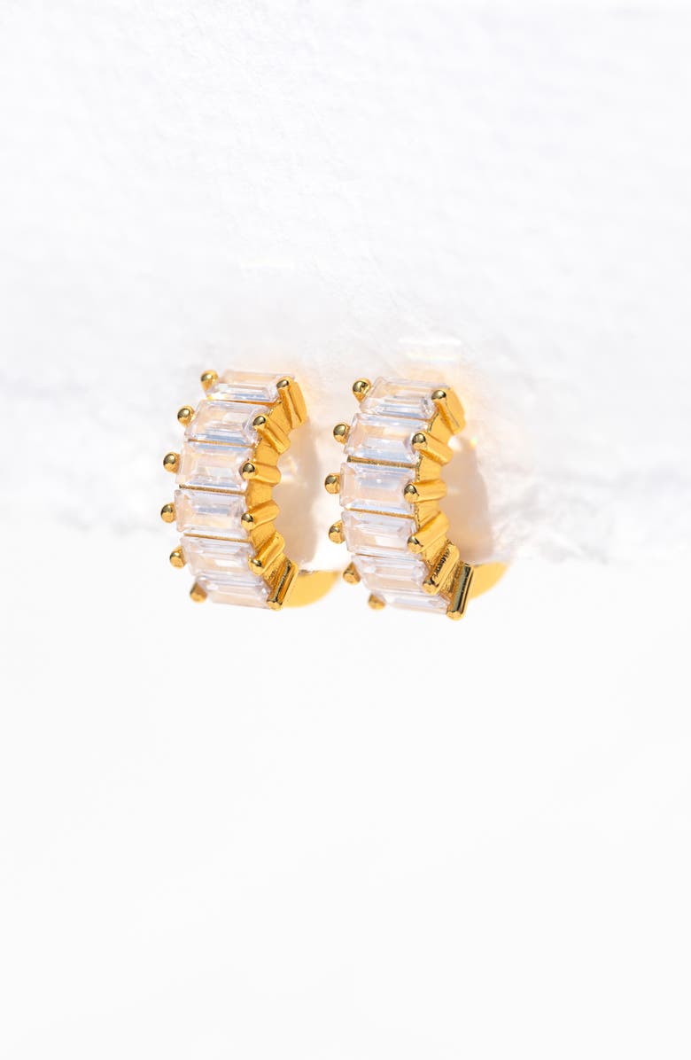 Girls Crew Bling Baguette Huggie Hoop Earrings, Alternate, color, Gold