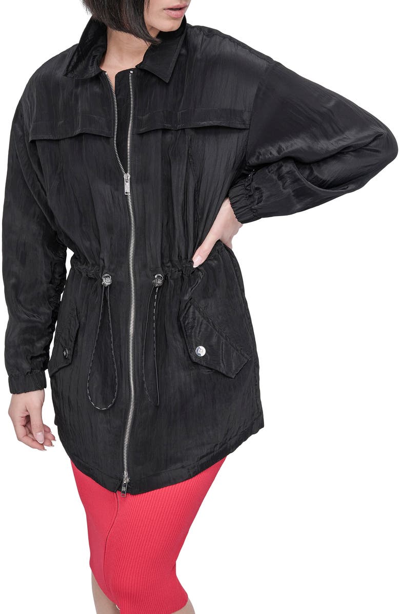 DKNY Textured Anorak Jacket, Alternate, color, Black