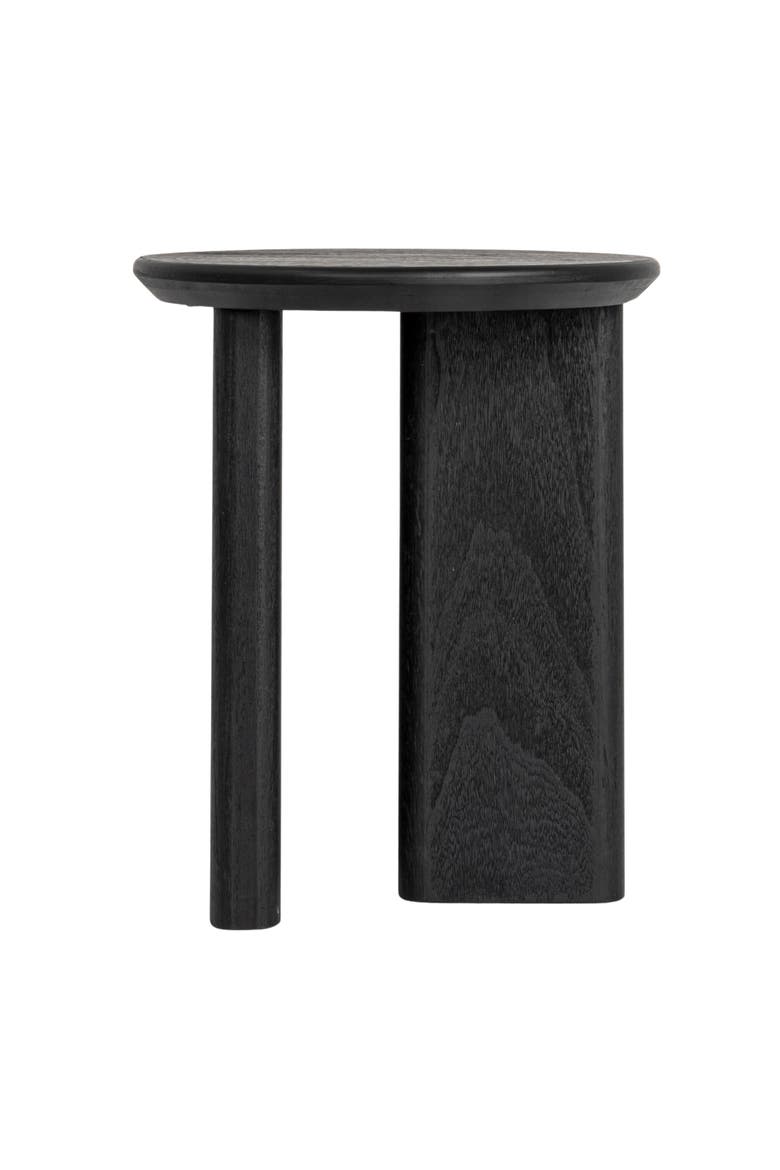 Asymmetrical Firwood Round End Table, Black, Alternate, color, Black